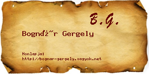 Bognár Gergely névjegykártya
